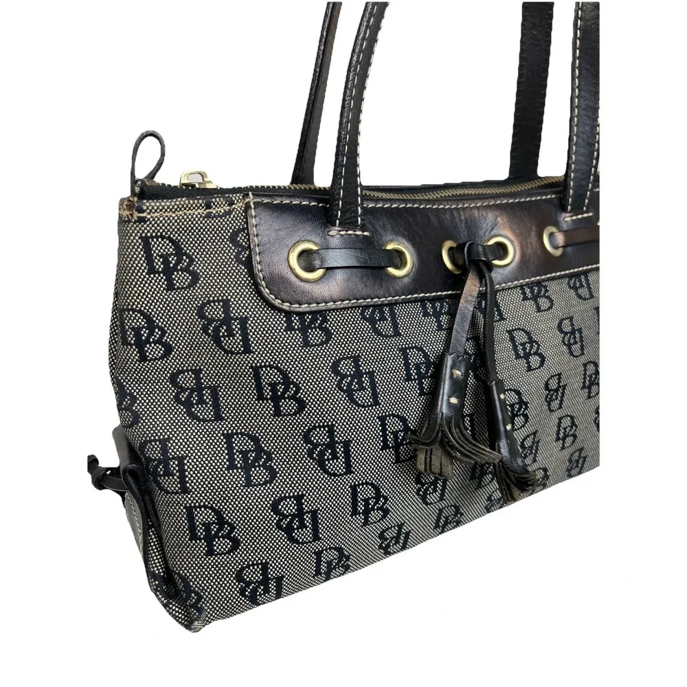 Vintage Dooney & Bourke‎ Signature Monogram Shoulder Handbag Purse Grey/Black
